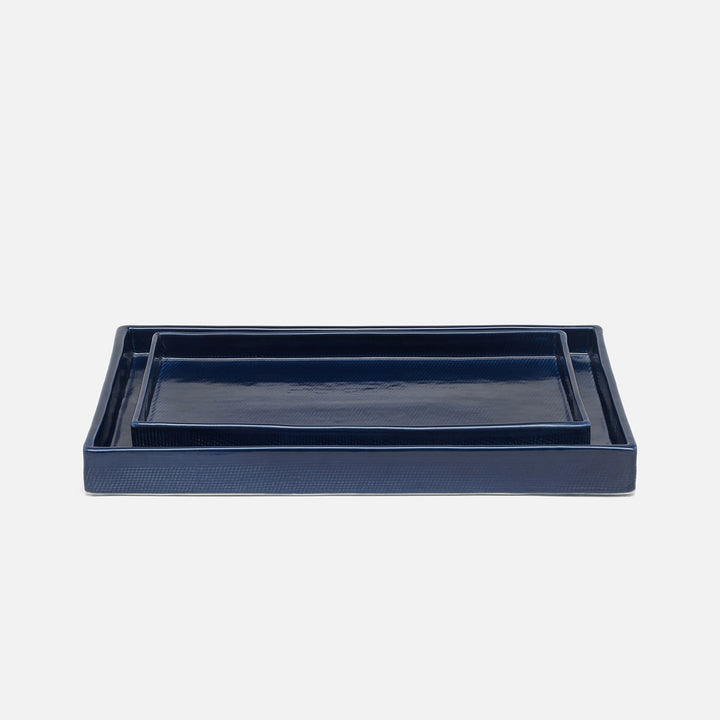 Cordoba, Navy Burlap, Nested Trays, Rectangular Straight, Ceramic, S/2