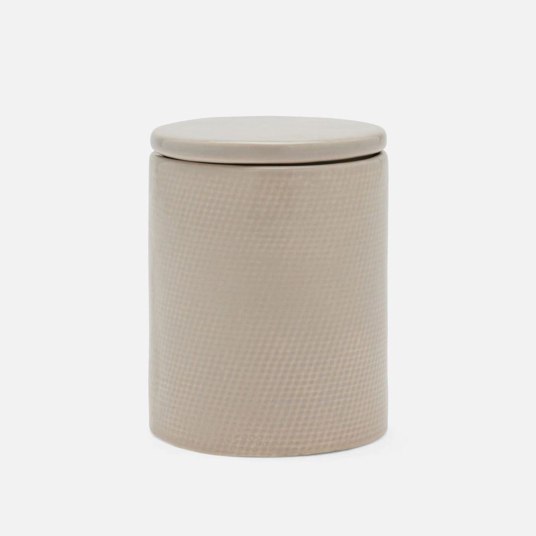 Cordoba, Sand Burlap, Canister, Round, Ceramic