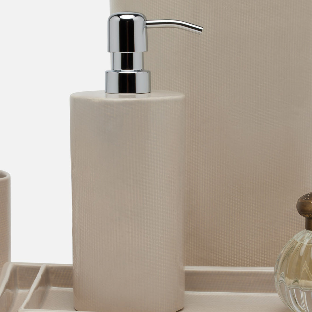 Cordoba, Sand Burlap, Soap Pump, Round, Ceramic