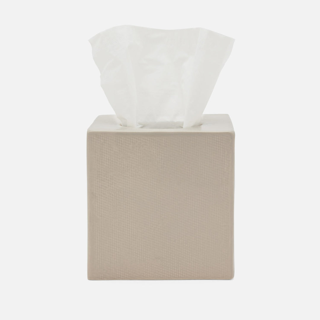 Cordoba, Sand Burlap, Tissue Box, Square Straight, Ceramic