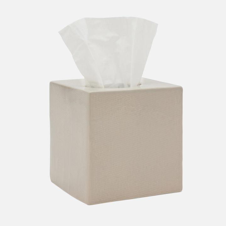 Cordoba, Sand Burlap, Tissue Box, Square Straight, Ceramic