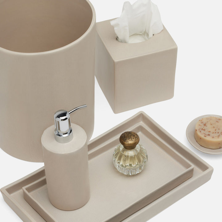 Cordoba, Sand Burlap, Wastebasket, Round, Ceramic
