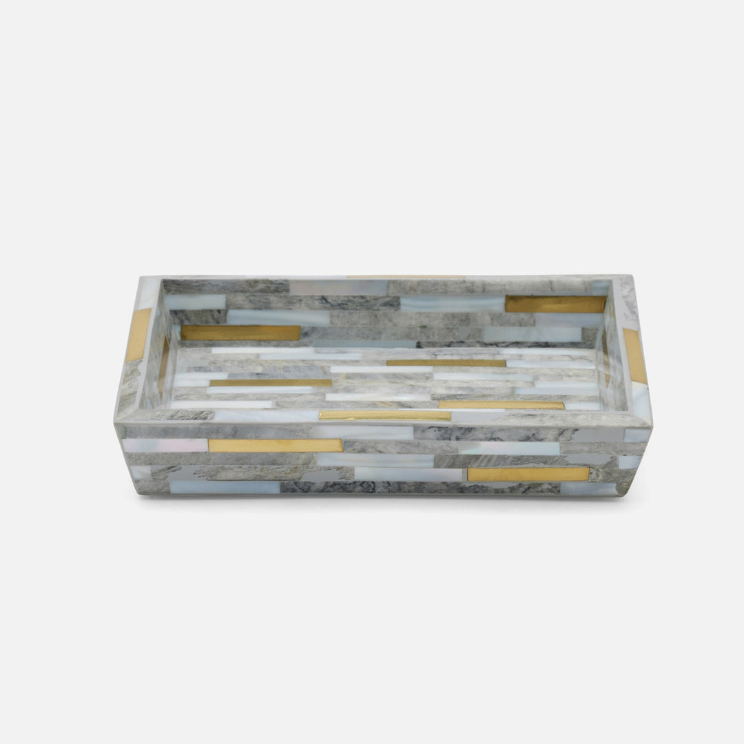 Cortona, Gray, Brass Mix W/ Shell, Soap Dish, Rectangular Tapered