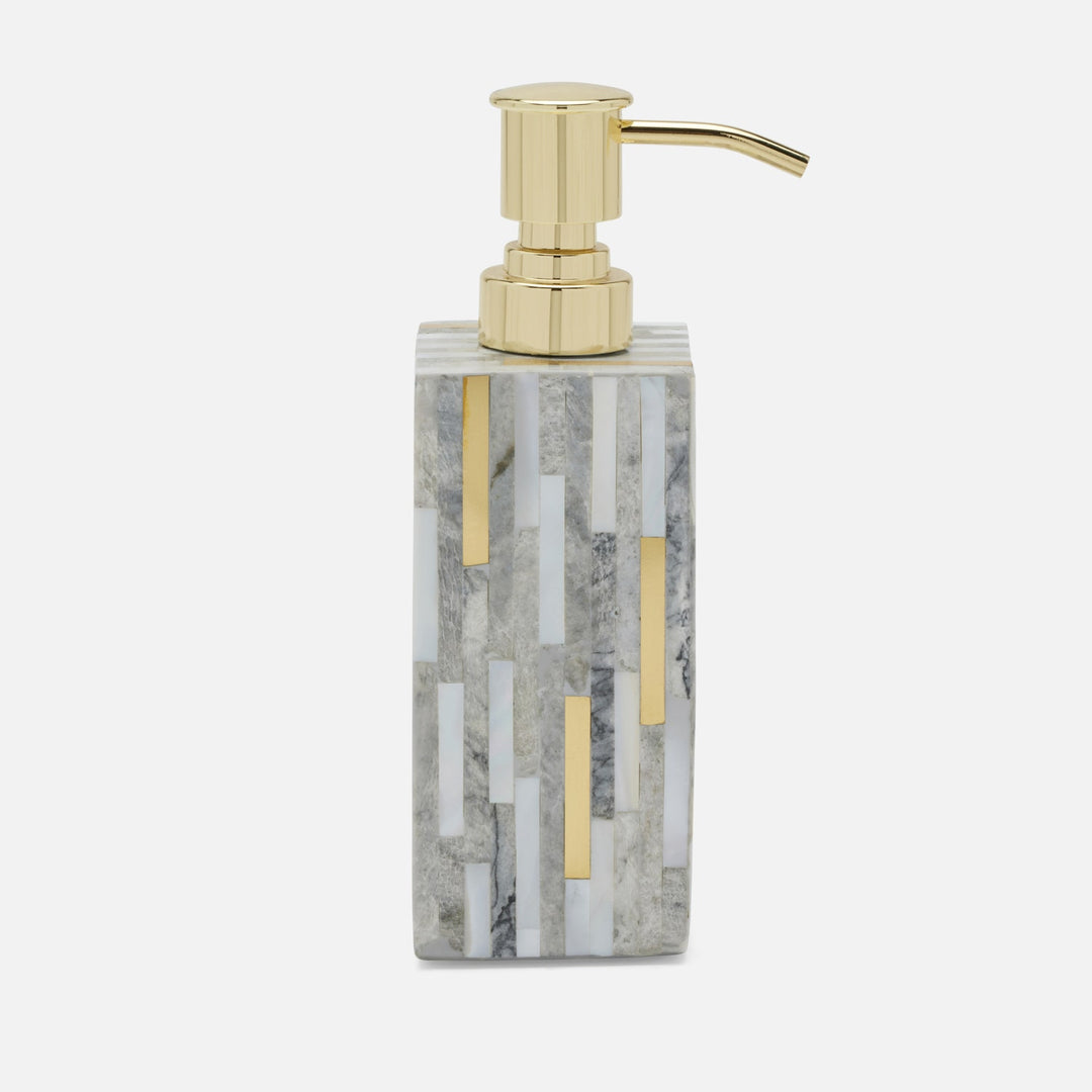 Cortona, Gray, Brass Mix W/ Shell, Soap Pump, Square Straight