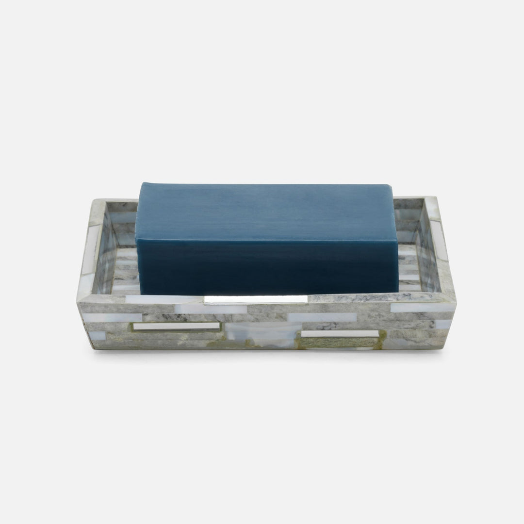 Cortona, Gray, Silver Mix W/ Shell, Soap Dish, Rectangular Tapered
