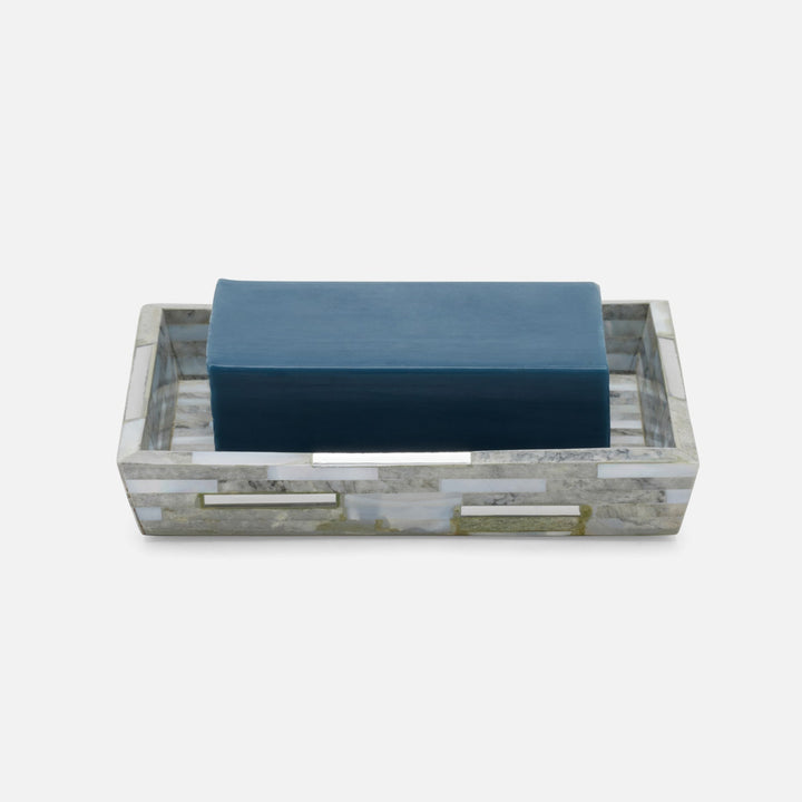Cortona, Gray, Silver Mix W/ Shell, Soap Dish, Rectangular Tapered