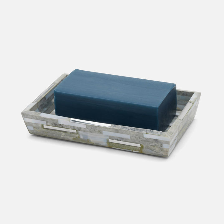 Cortona, Gray, Silver Mix W/ Shell, Soap Dish, Rectangular Tapered