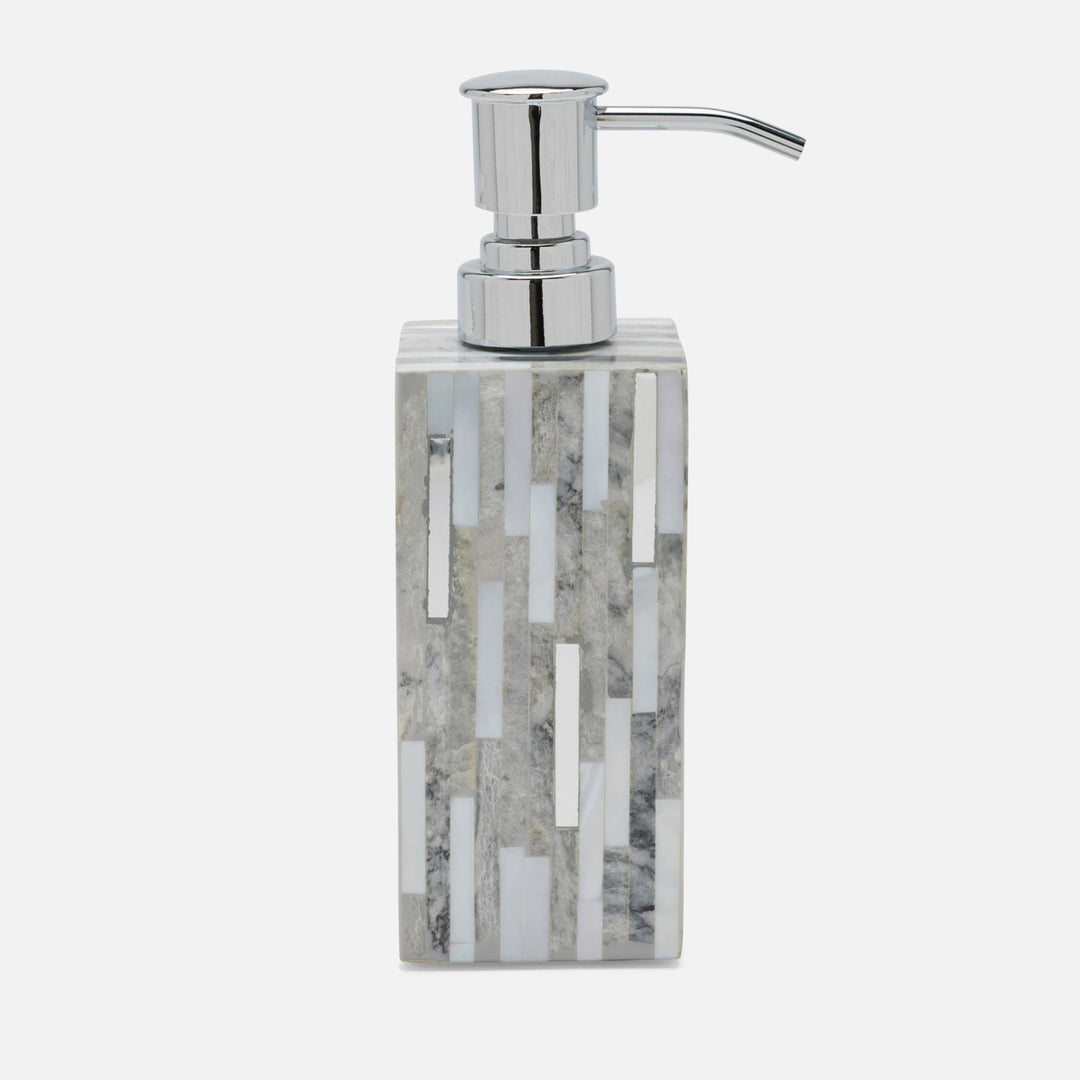 Cortona, Gray, Silver Mix W/ Shell, Soap Pump, Square Straight