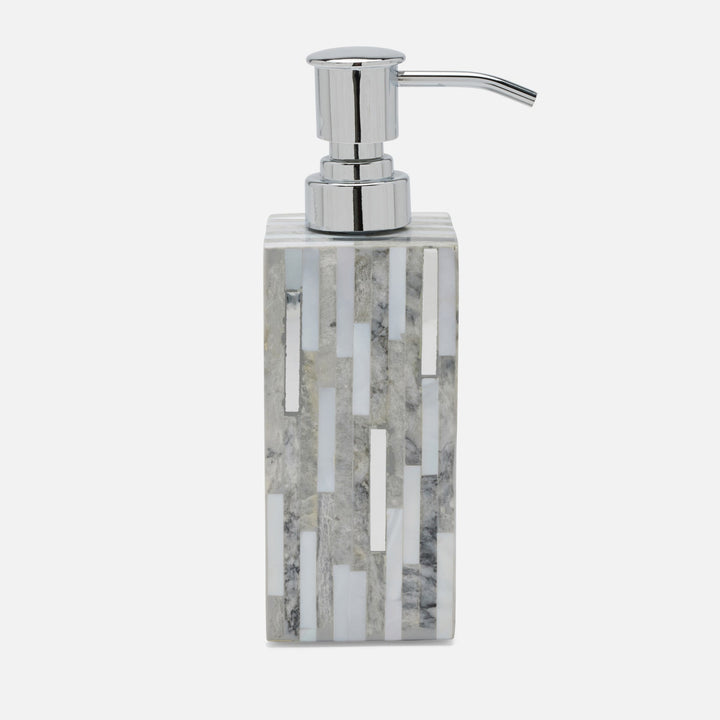 Cortona, Gray, Silver Mix W/ Shell, Soap Pump, Square Straight