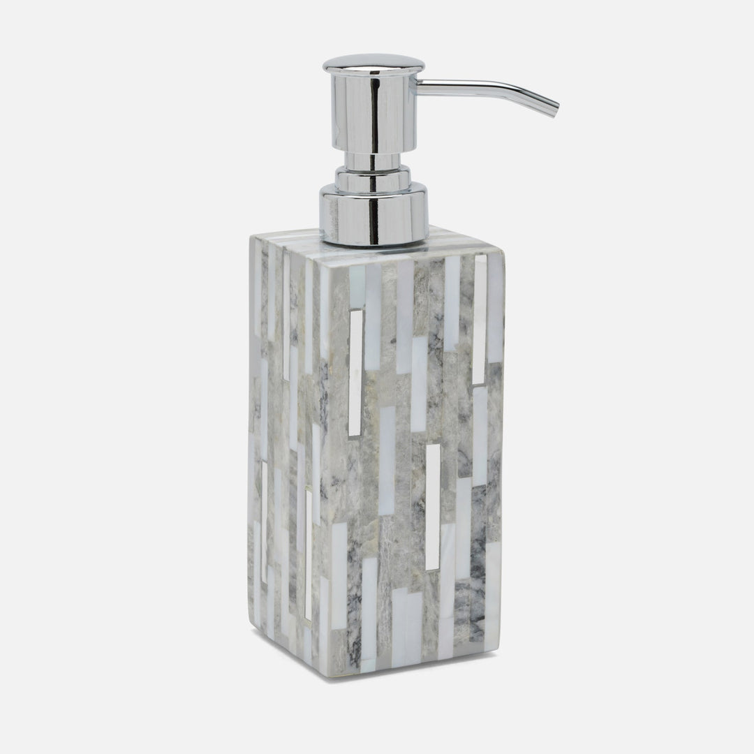 Cortona, Gray, Silver Mix W/ Shell, Soap Pump, Square Straight