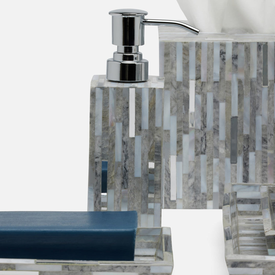 Cortona, Gray, Silver Mix W/ Shell, Soap Pump, Square Straight