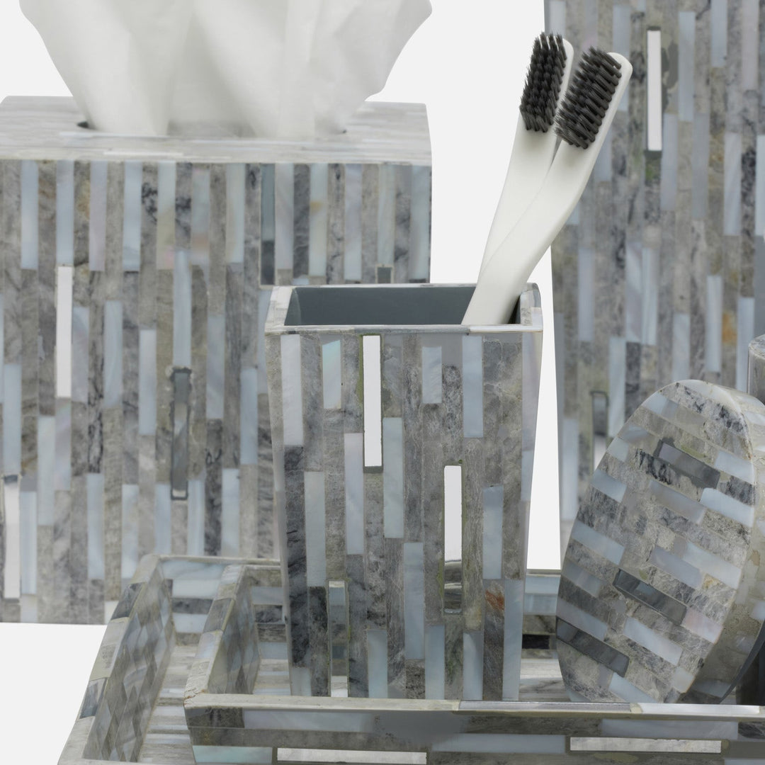Cortona, Gray, Silver Mix W/ Shell, Tissue Box, Square Straight