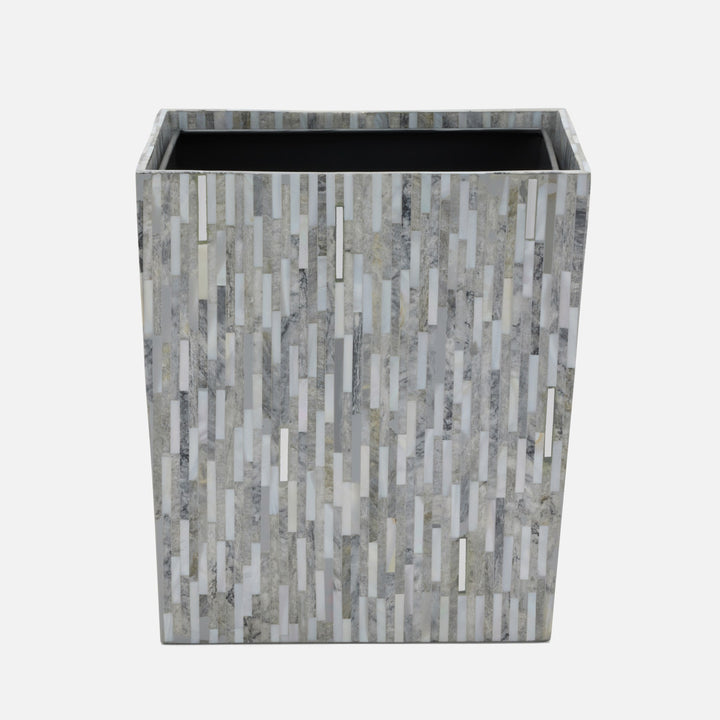 Cortona, Gray, Silver Mix W/ Shell, Wastebasket, Rectangular Tapered