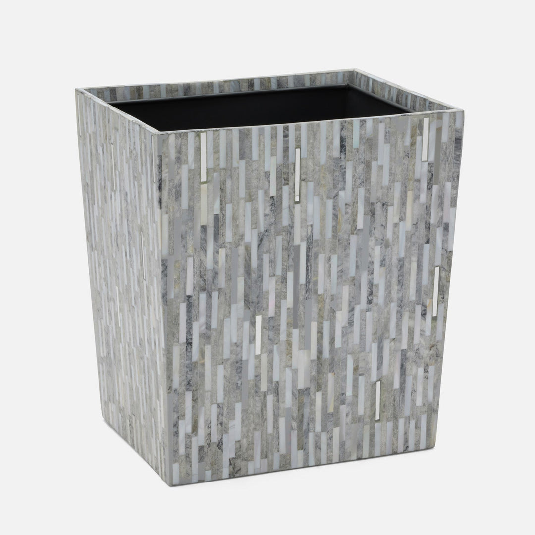 Cortona, Gray, Silver Mix W/ Shell, Wastebasket, Rectangular Tapered