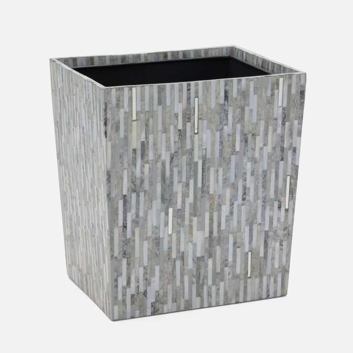 Cortona, Gray, Silver Mix W/ Shell, Wastebasket, Rectangular Tapered