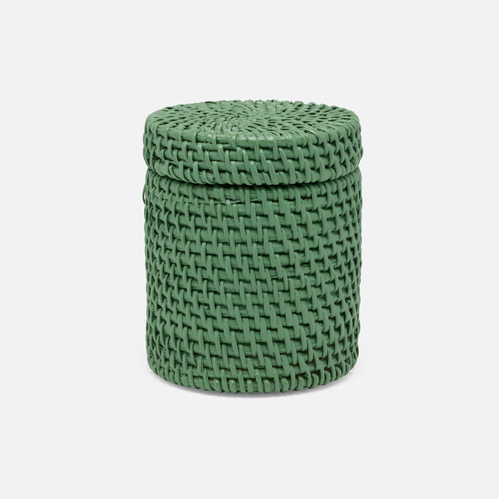 Dalton, Moss Green, Canister, Round, Rattan