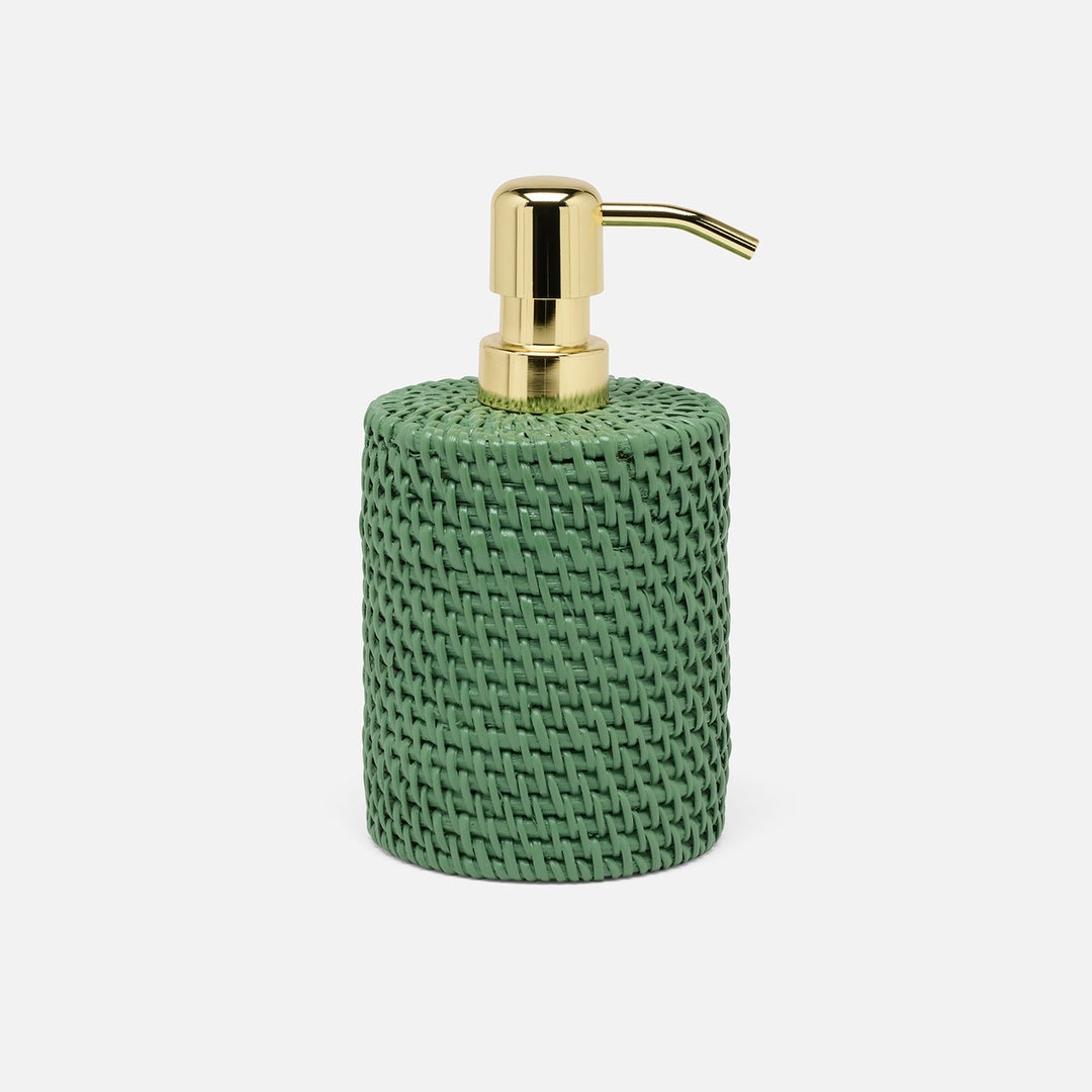Dalton, Moss Green, Soap Pump, Round, Rattan