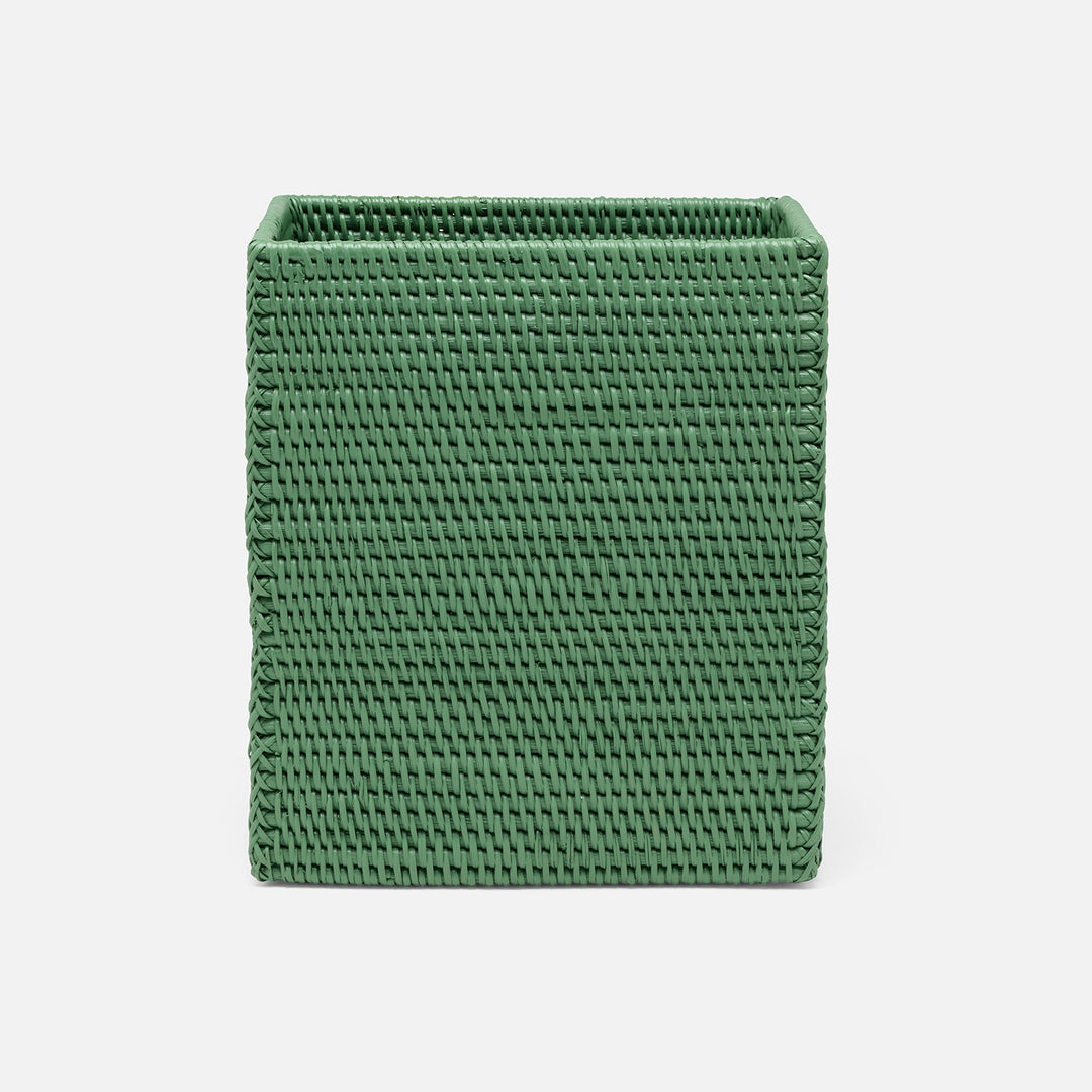 Dalton, Moss Green, Wastebasket, Rectangular Straight, Rattan
