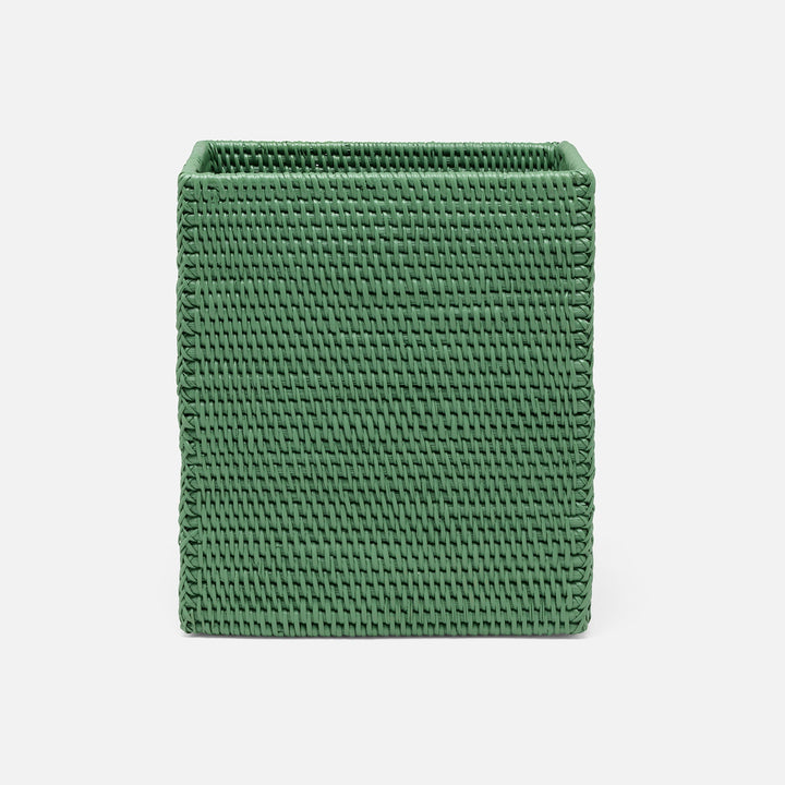 Dalton, Moss Green, Wastebasket, Rectangular Straight, Rattan