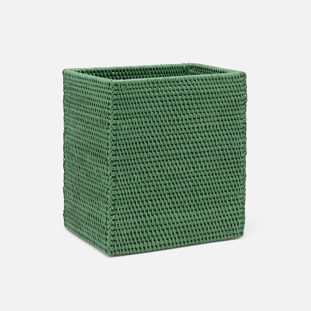 Dalton, Moss Green, Wastebasket, Rectangular Straight, Rattan