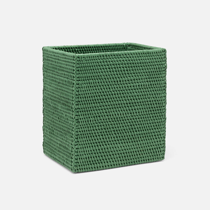 Dalton, Moss Green, Wastebasket, Rectangular Straight, Rattan
