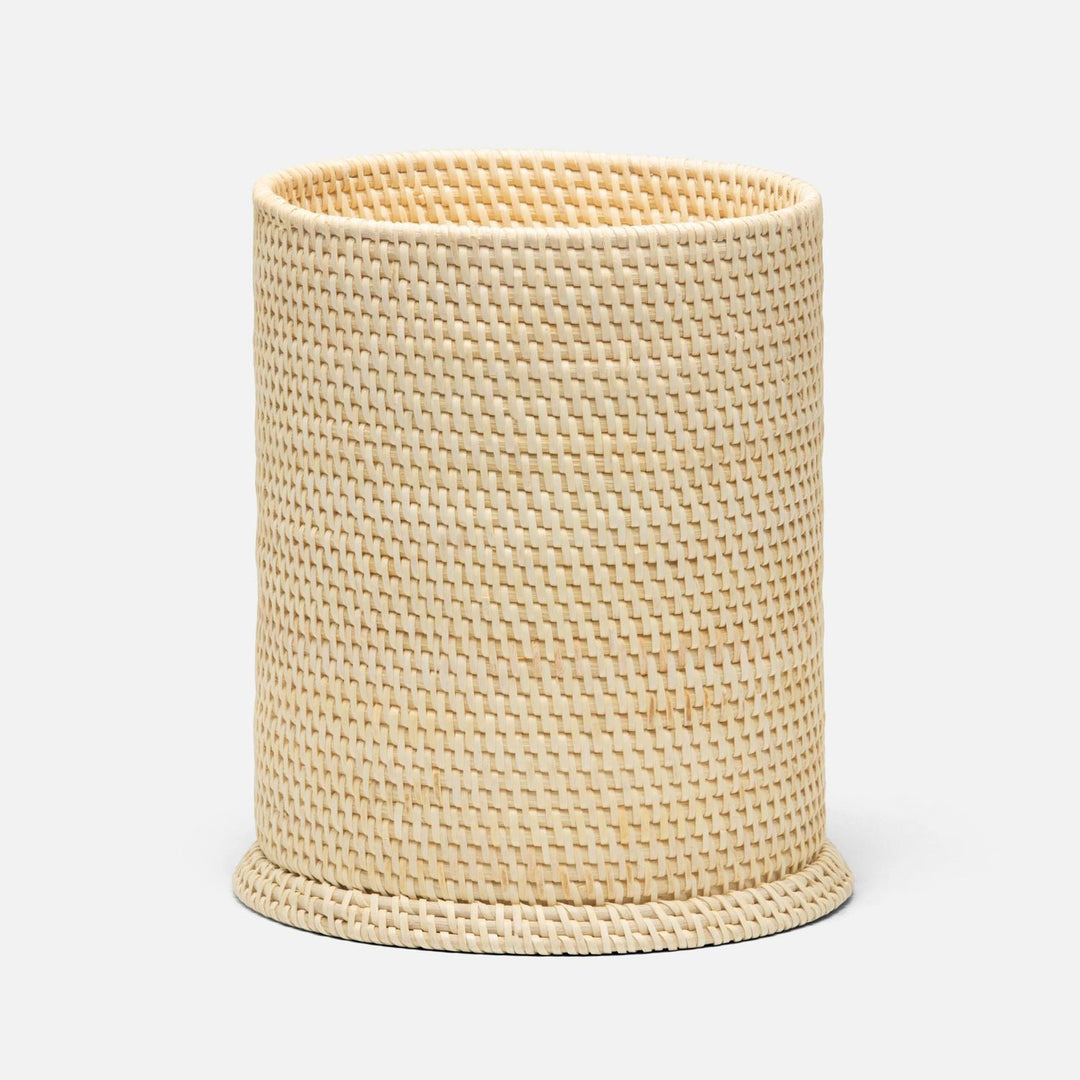 Dalton, Cream, Wastebasket, Round, Rattan
