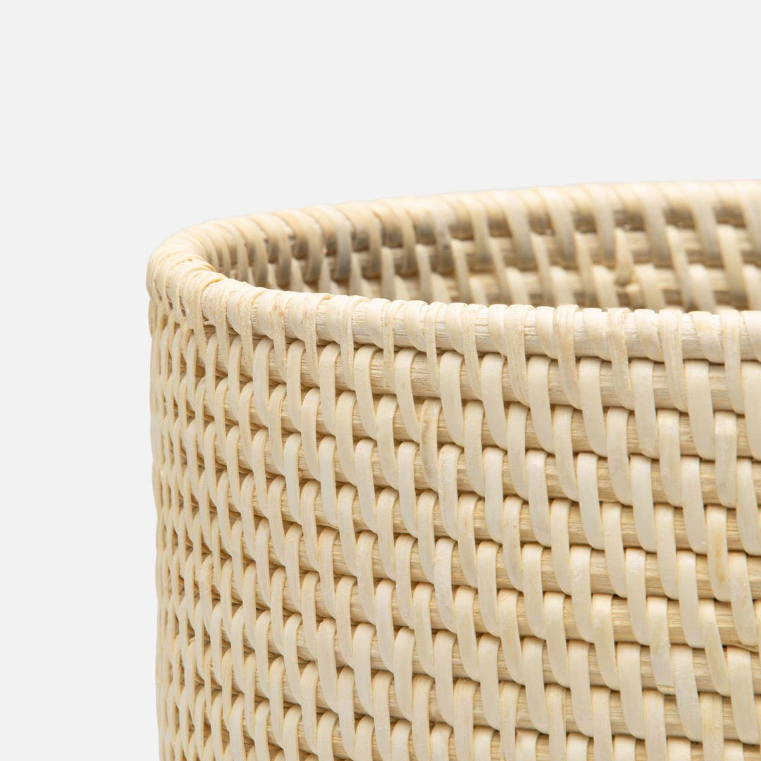 Dalton, Cream, Wastebasket, Round, Rattan