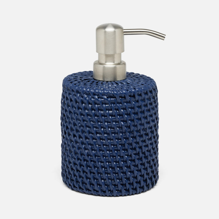 Dalton, Navy, Soap Pump, Round, Rattan