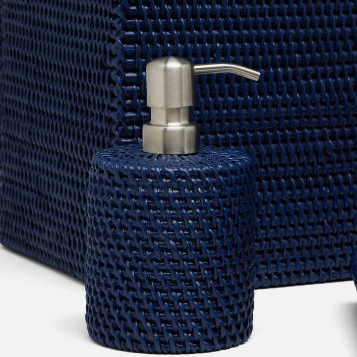 Dalton, Navy, Soap Pump, Round, Rattan