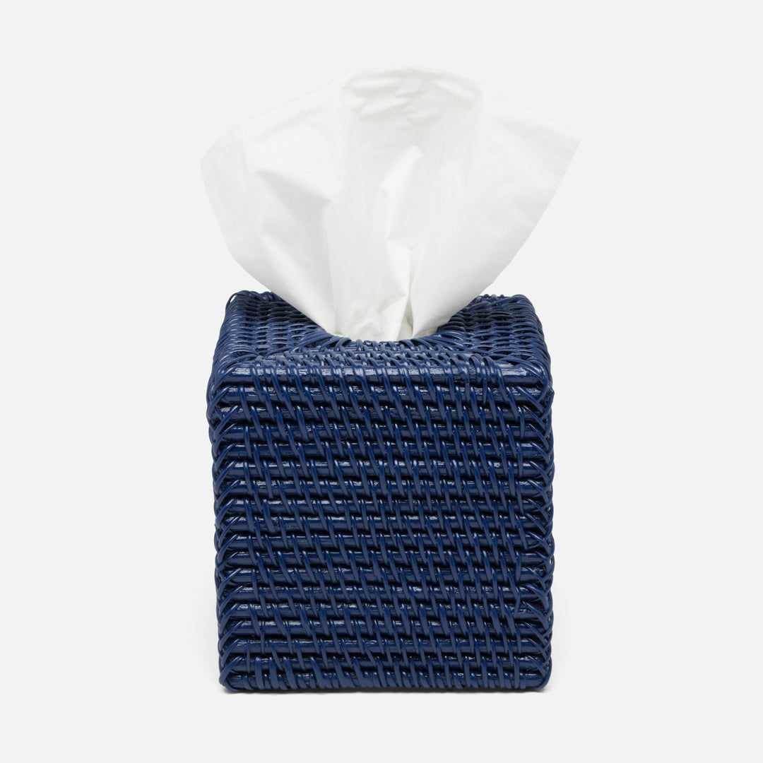 Dalton, Navy, Tissue Box, Square Straight, Rattan