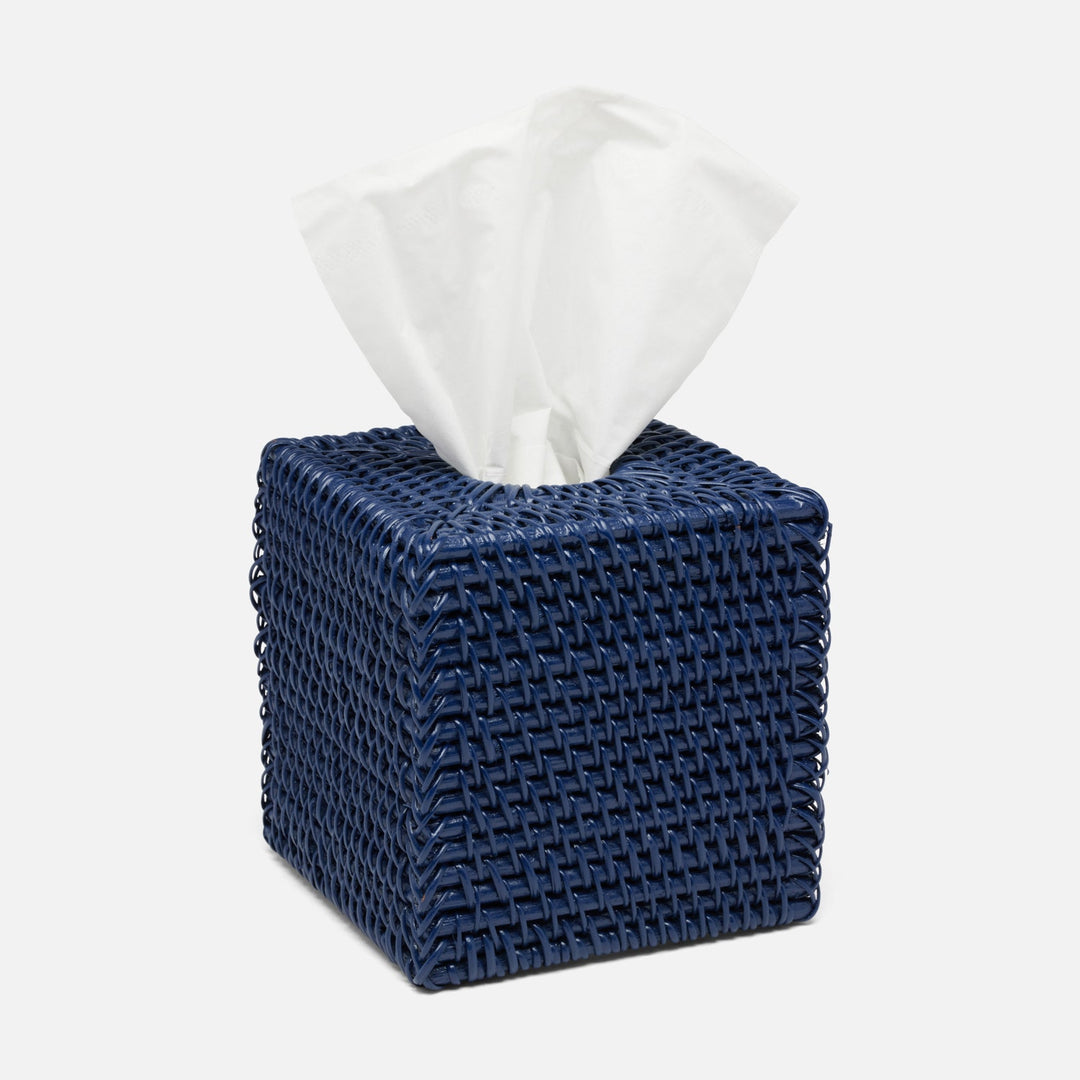 Dalton, Navy, Tissue Box, Square Straight, Rattan