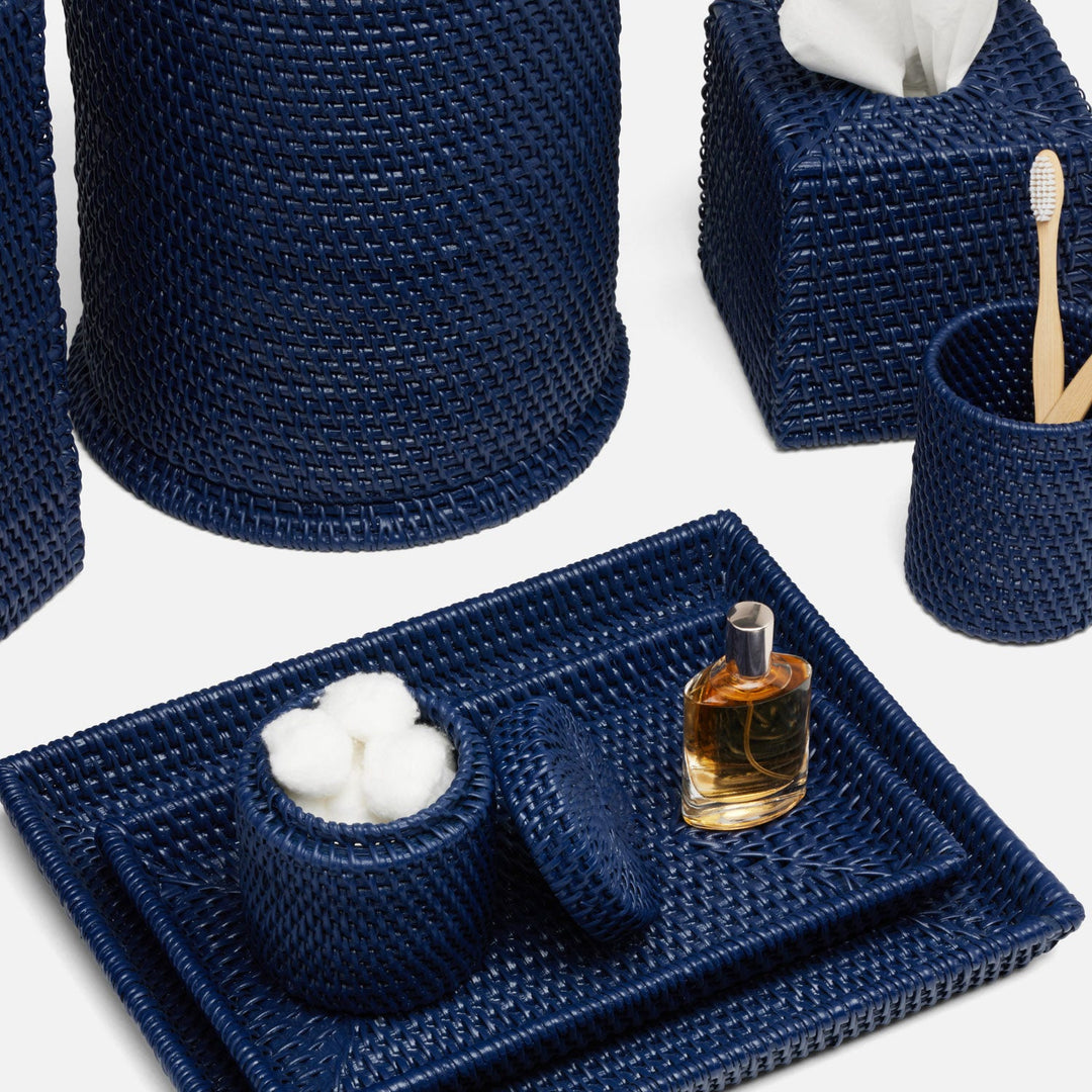 Dalton, Navy, Tissue Box, Square Straight, Rattan