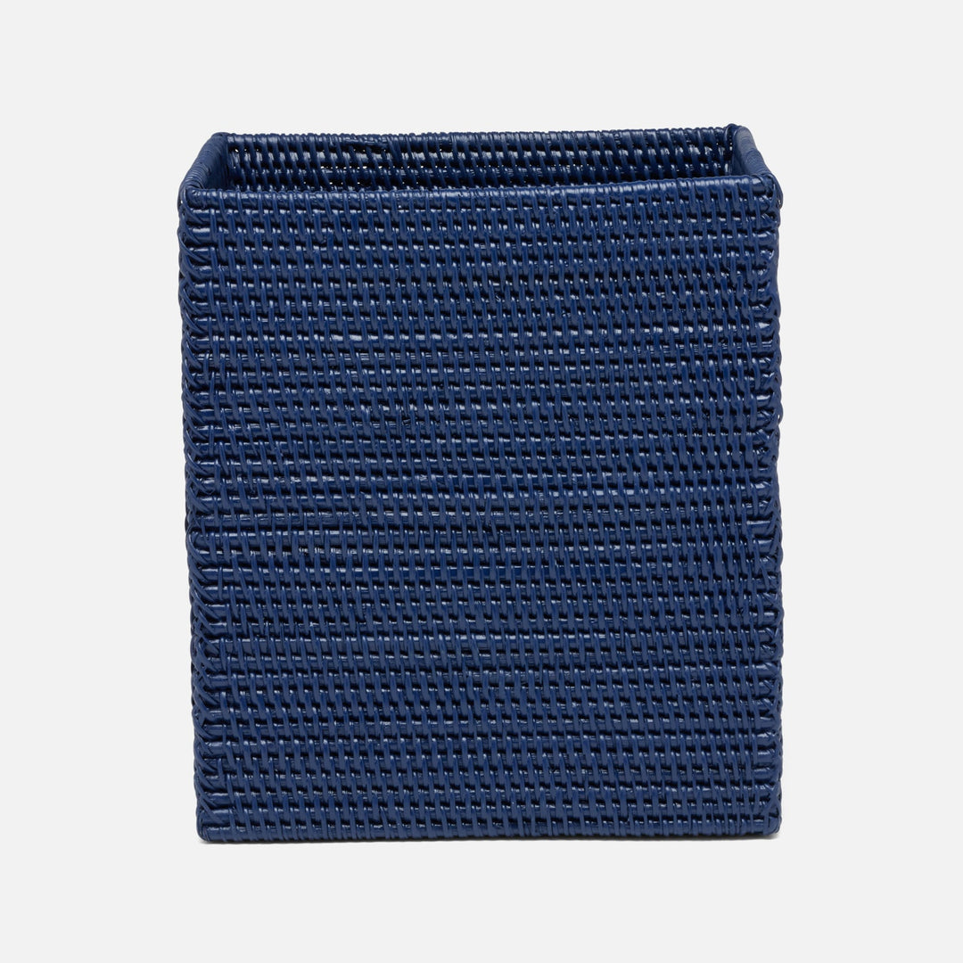 Dalton, Navy, Wastebasket, Rectangular Straight, Rattan