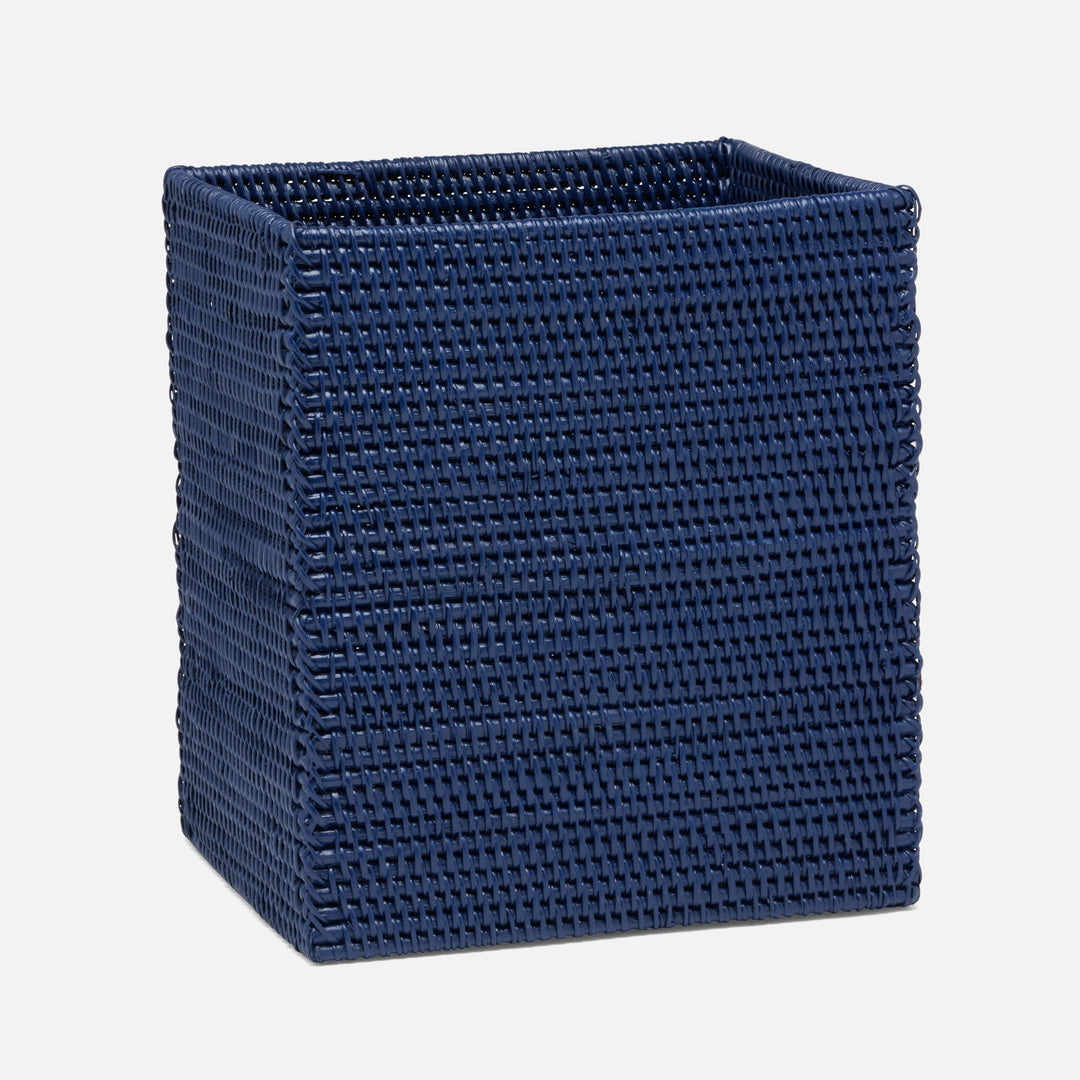 Dalton, Navy, Wastebasket, Rectangular Straight, Rattan