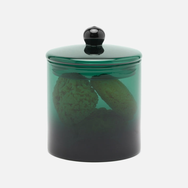 Darby, Smokey Green, Large Canister, Hand Blown Glass