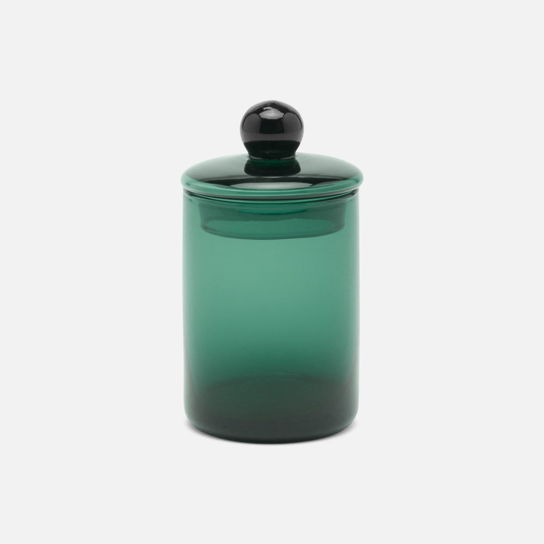 Darby, Smokey Green, Small Canister, Hand Blown Glass