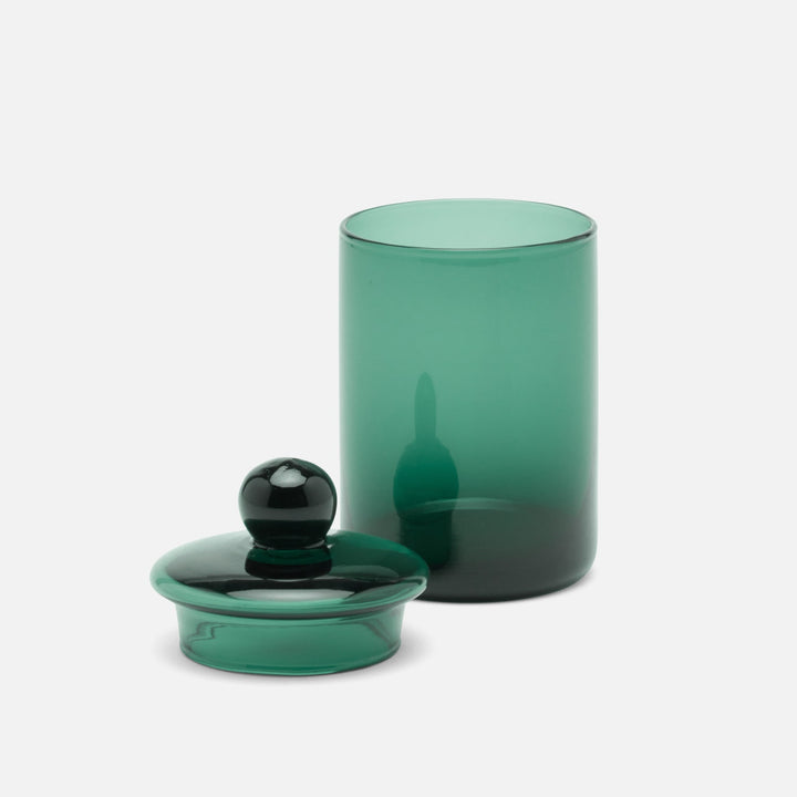 Darby, Smokey Green, Small Canister, Hand Blown Glass