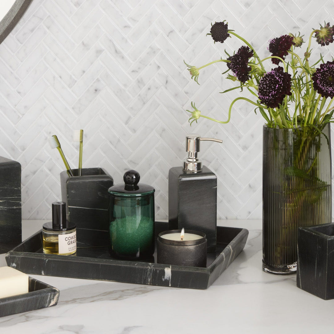 Darby, Smokey Green, Small Canister, Hand Blown Glass