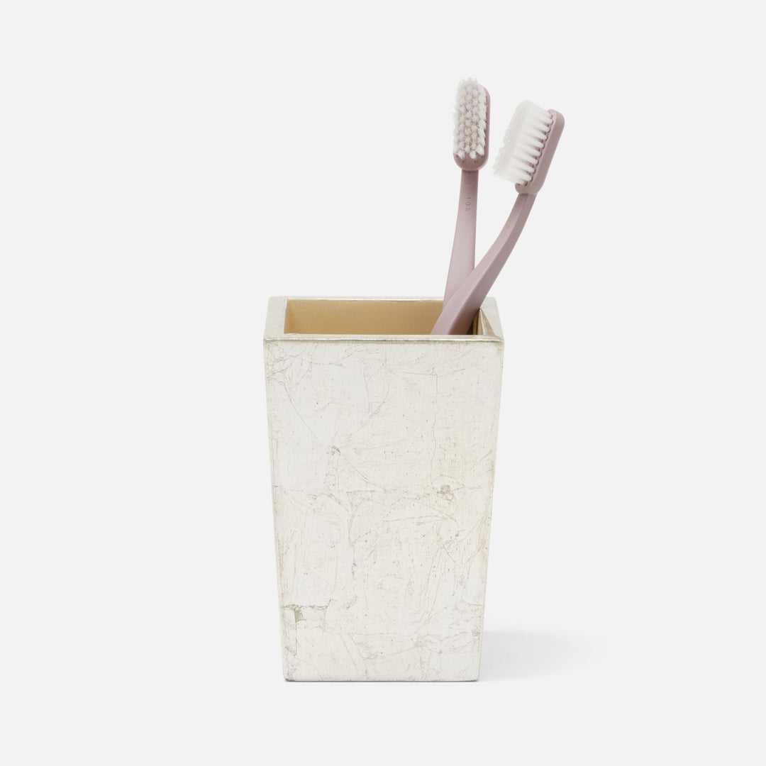 Davos, Champagne Gold, Brush Holder, Square Tapered, Silver Leaf