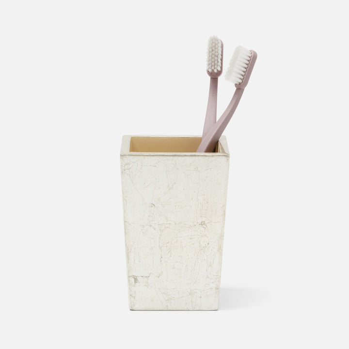 Davos, Champagne Gold, Brush Holder, Square Tapered, Silver Leaf