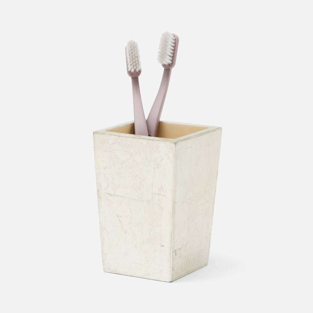 Davos, Champagne Gold, Brush Holder, Square Tapered, Silver Leaf