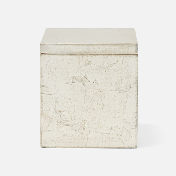 Davos, Champagne Gold, Canister, Square Straight, Large, Silver Leaf