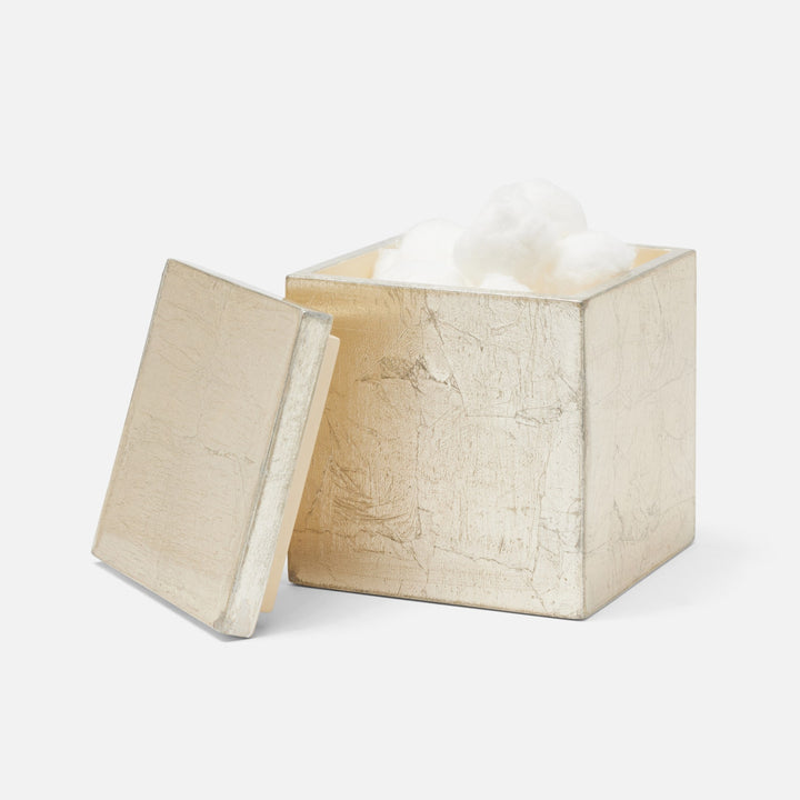 Davos, Champagne Gold, Canister, Square Straight, Large, Silver Leaf