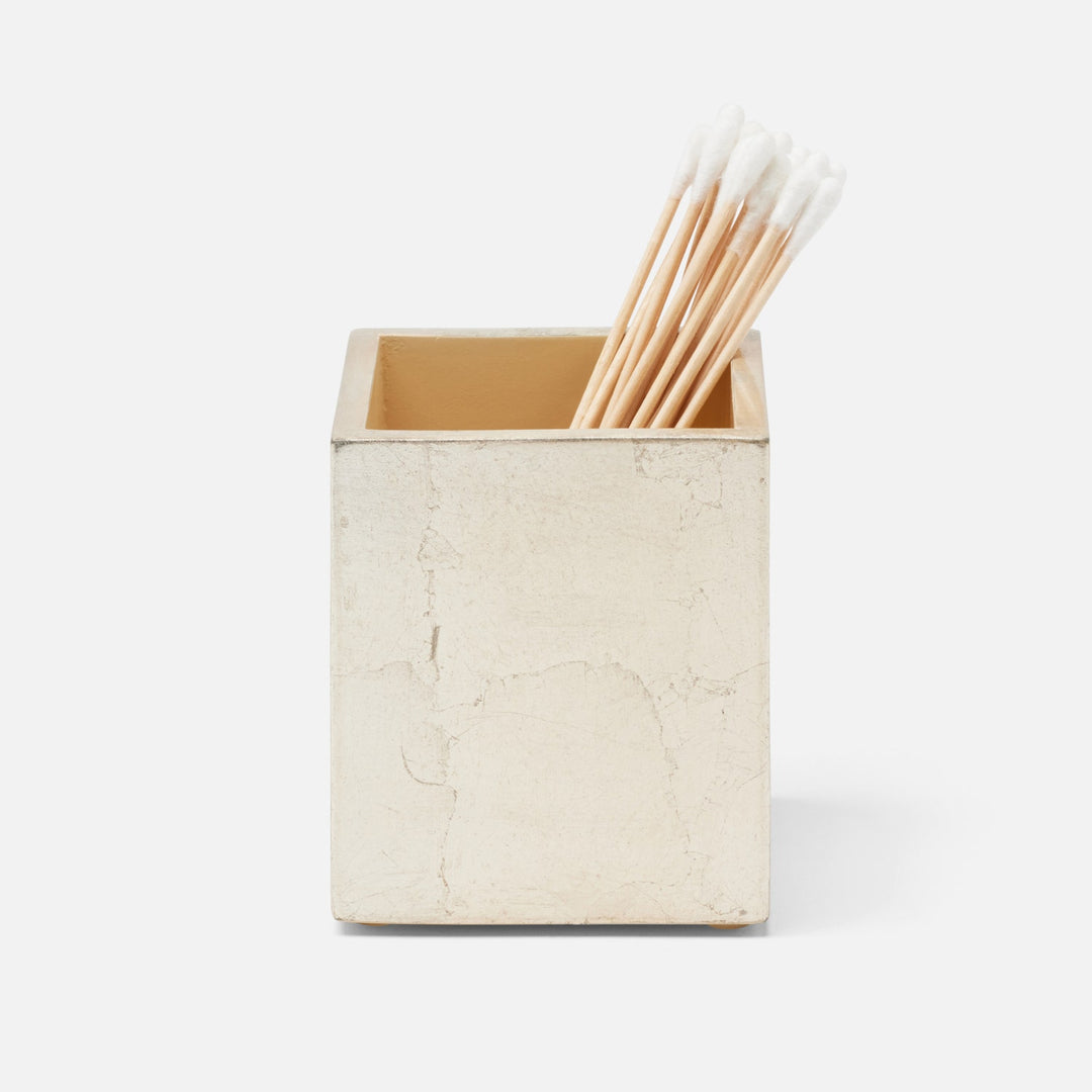 Davos, Champagne Gold, Canister, Square Straight, Small, Silver Leaf