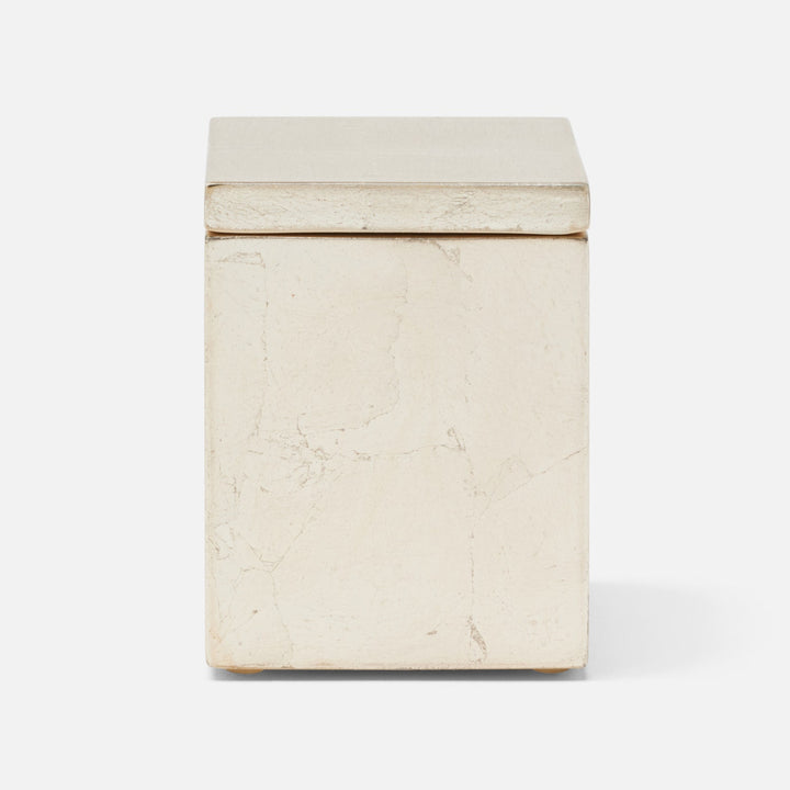 Davos, Champagne Gold, Canister, Square Straight, Small, Silver Leaf