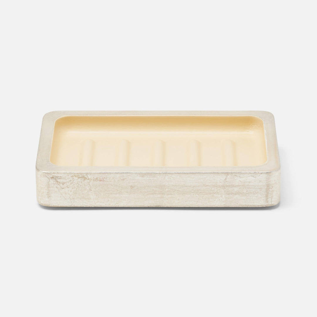 Davos, Champagne Gold, Soap Dish, Rectangular Straight, Silver Leaf