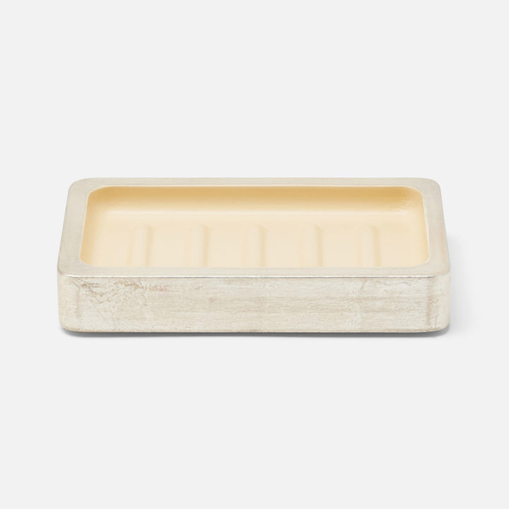 Davos, Champagne Gold, Soap Dish, Rectangular Straight, Silver Leaf