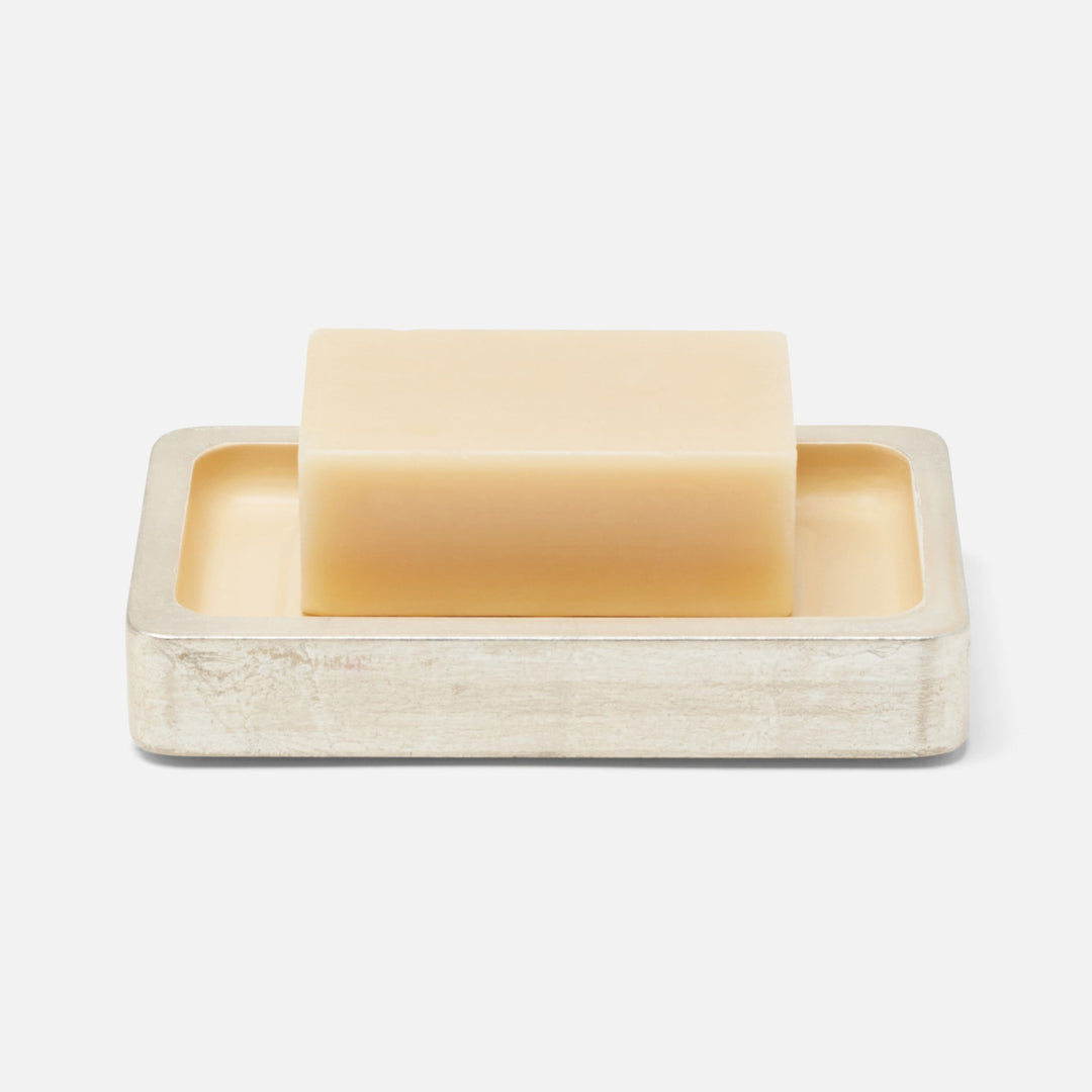 Davos, Champagne Gold, Soap Dish, Rectangular Straight, Silver Leaf