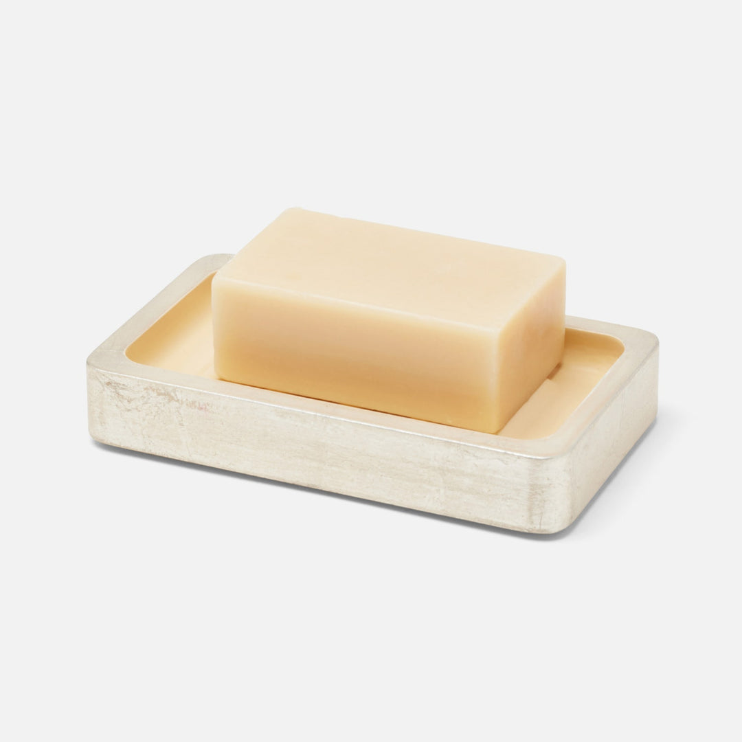 Davos, Champagne Gold, Soap Dish, Rectangular Straight, Silver Leaf
