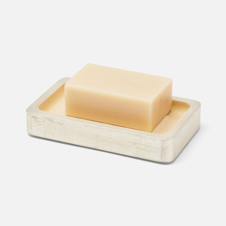Davos, Champagne Gold, Soap Dish, Rectangular Straight, Silver Leaf